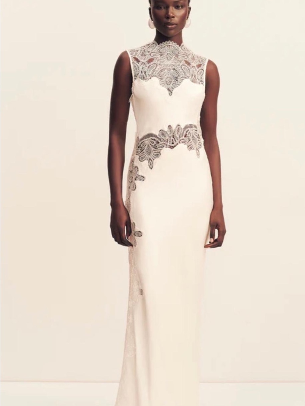 Shona Joy Ivory Maxi Dress with Beige Lace Appliqué - Picture 4 of 5